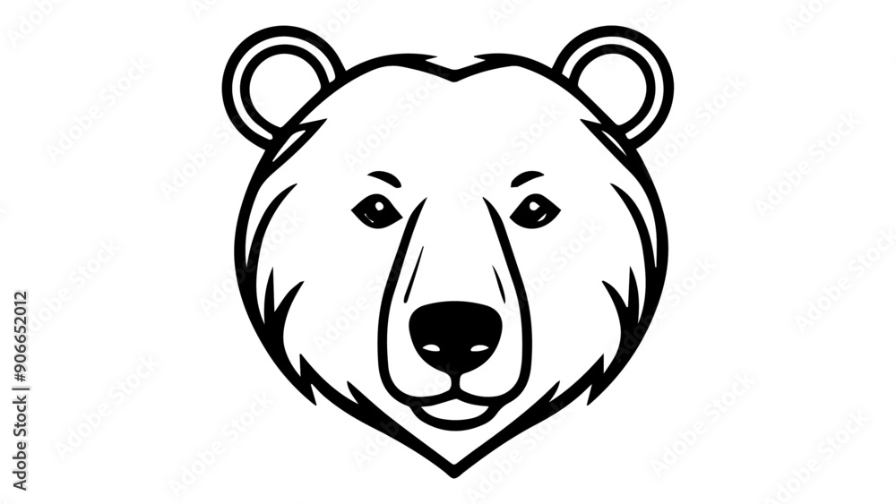bear head outline shape vector illustration on white background, serious bear simple cartoon vector illustration bear head outline shape vector illustration on white background, serious bear simple cartoon vector illustration