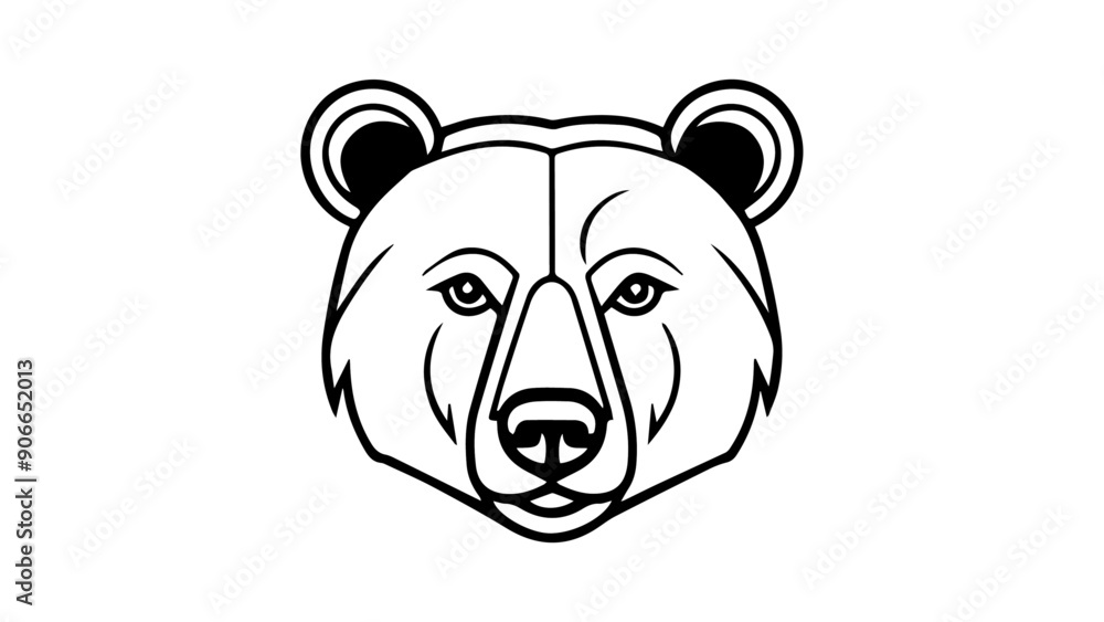 bear head outline shape vector illustration on white background, bear simple vector illustration bear head outline shape vector illustration on white background, bear simple vector illustration