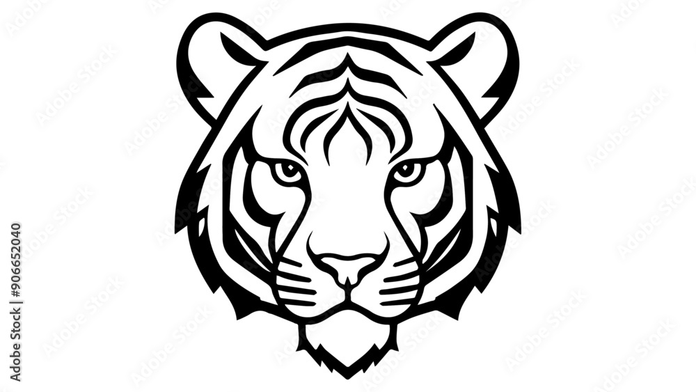 simple black and white shape of a tiger head on white background in vector illustration simple black and white shape of a tiger head on white background in vector illustration