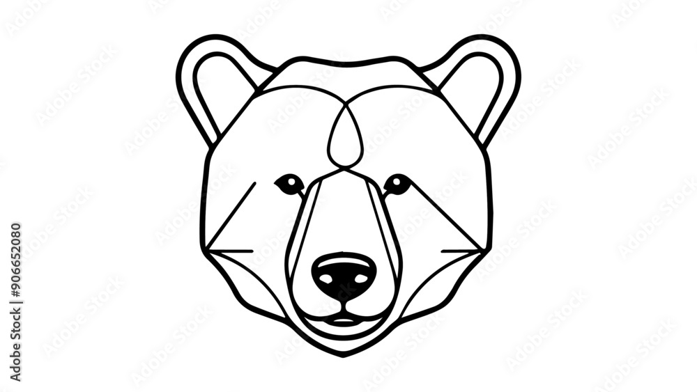 bear face head outline shape vector illustration on white background, cute ornamented bear hea simple vector illustration bear face head outline shape vector illustration on white background, cute ornamented bear hea simple vector illustration
