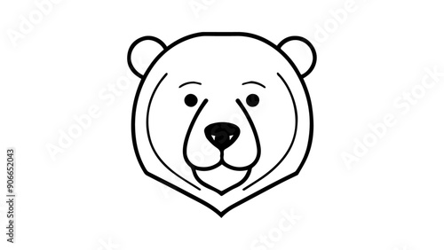bear head outline shape vector illustration on white background, cute bear simple vector illustration