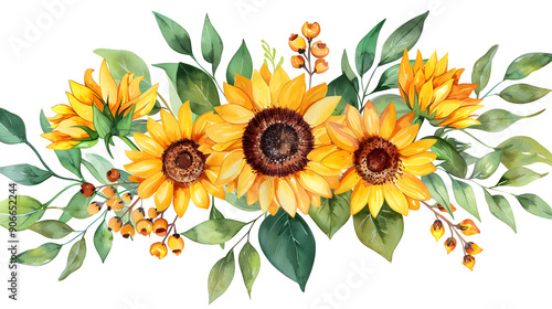 Wallpaper Mural Sunflower bouquet watercolor pattern of decorative background illustration Torontodigital.ca