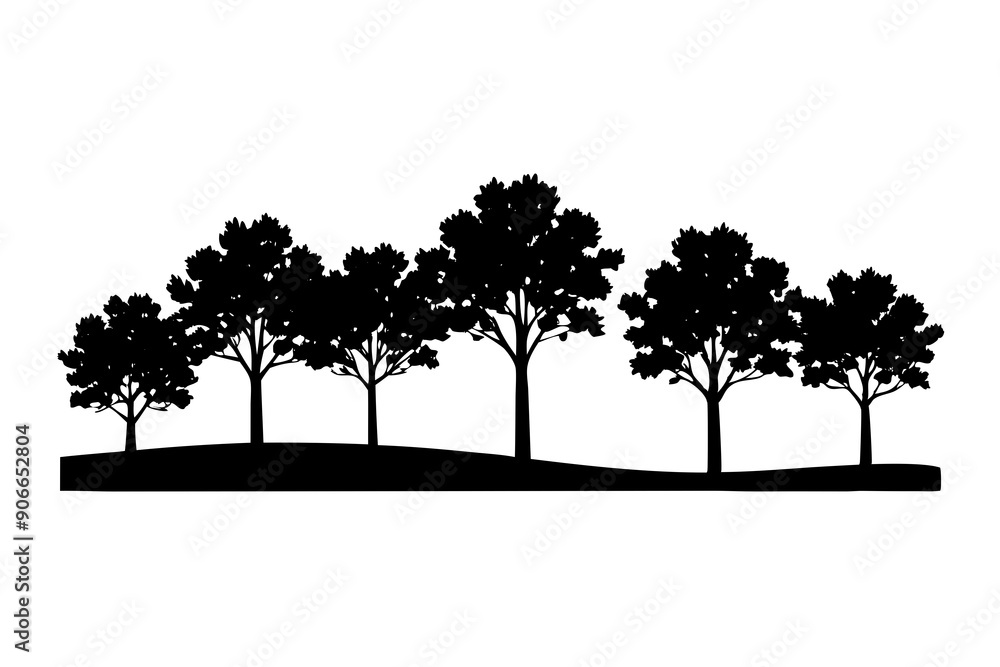 Elegant Jungle Tree Line Silhouette Illustrations: Perfect for Wilderness Decor Elegant Jungle Tree Line Silhouette Illustrations: Perfect for Wilderness Decor