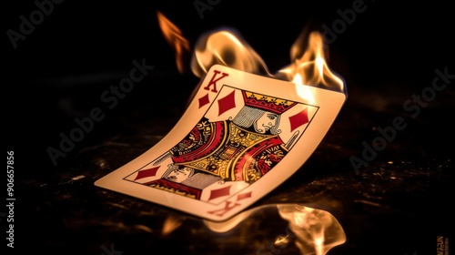 Burning King of Diamonds Playing Card