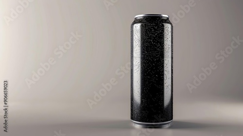 Black Aluminum Can with Water Droplets