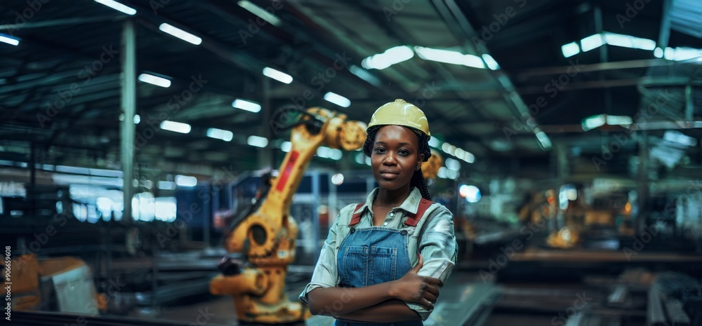 Portrait of a Young African American Female Engineer Giving a Thumbs Up in a Workshop.Generated image Portrait of a Young African American Female Engineer Giving a Thumbs Up in a Workshop.Generated image