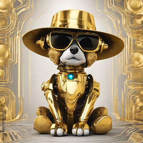 3d golden robot