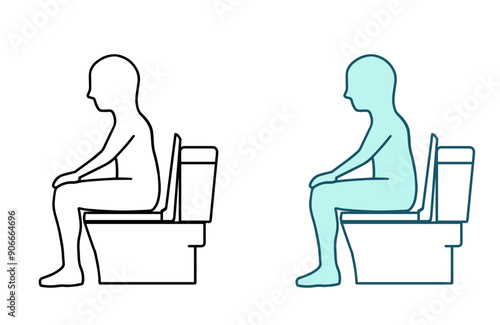 洋式トイレに座る人物のシルエット