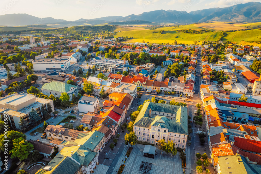 Naklejka premium Liptov region in the backround with Liptovska mara lake and Tatras mountains around Liptovsky Mikulas, Slovakia