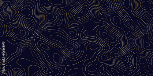 Abstract background wavy topographic line map. Contour geography map grid abstract backdrop. Seamless pattern and banner design. Modern and dynamic feel to topographic mapping vector illustration.