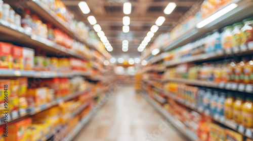 Completely blurry and defocused supermarket aisle backdrop 