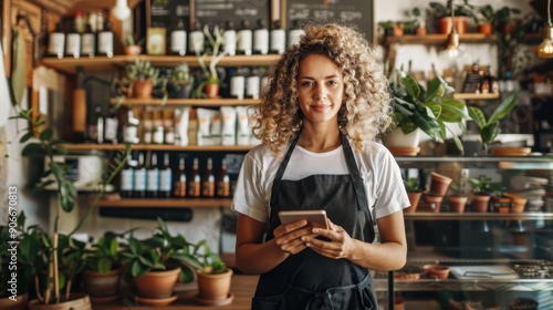 The barista with curly hair photo