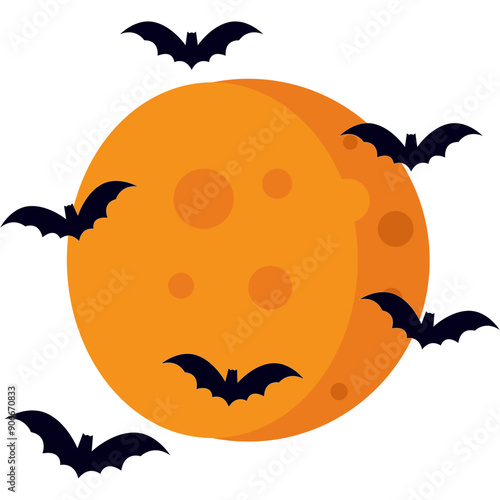 Halloween Moon With Bat