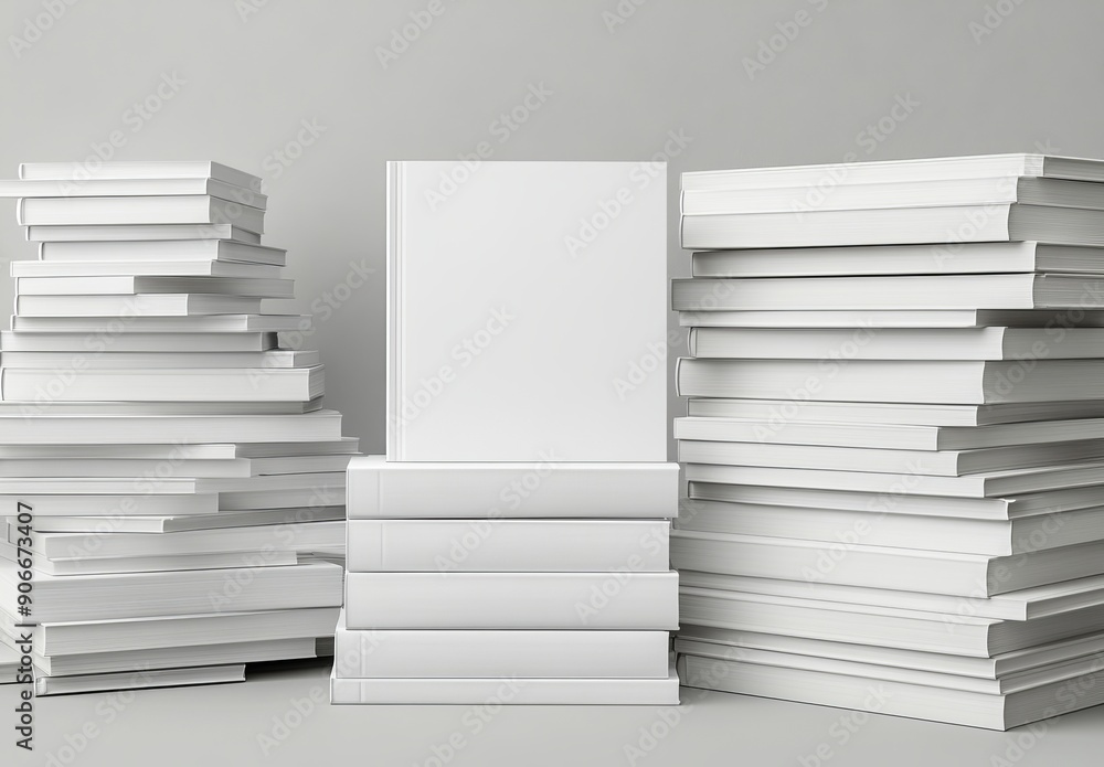 A mockup of a hardcover book isolated on a soft gray background. A 3D illustration is included. A mockup of a hardcover book isolated on a soft gray background. A 3D illustration is included.