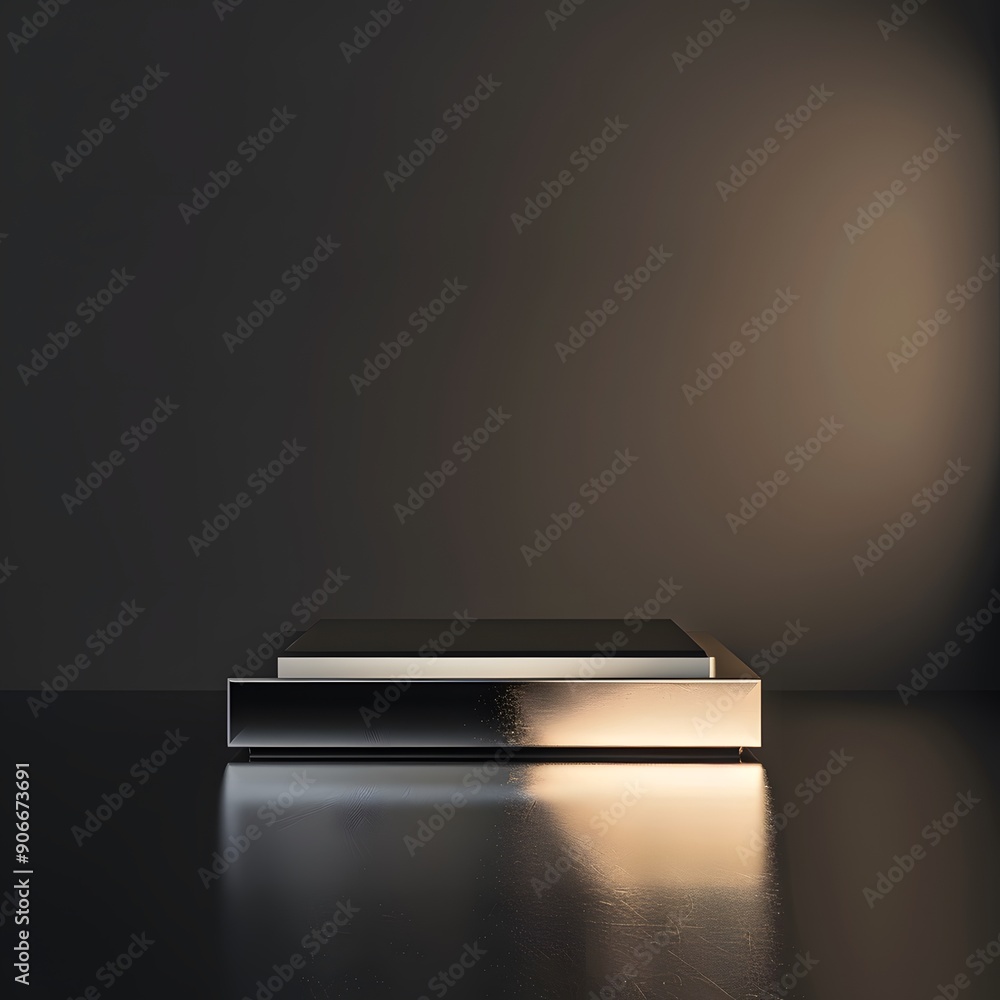 Room with close up product display podium