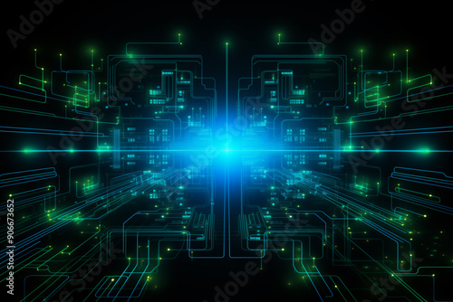 Abstract technology of chip circuit digital line electronic network data innovation concept background.