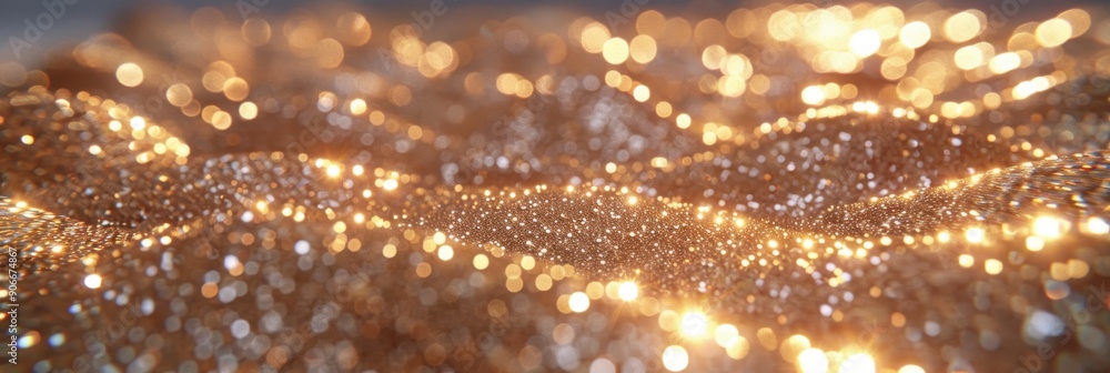 Close-up of sparkling golden glitter background, perfect for festive design, holiday celebration, and glamorous events. Close-up of sparkling golden glitter background, perfect for festive design, holiday celebration, and glamorous events.