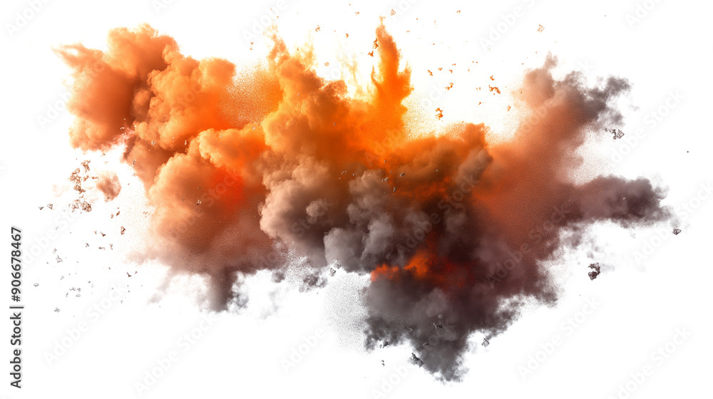 A large cloud of smoke and fire is billowing out of a volcano A large cloud of smoke and fire is billowing out of a volcano