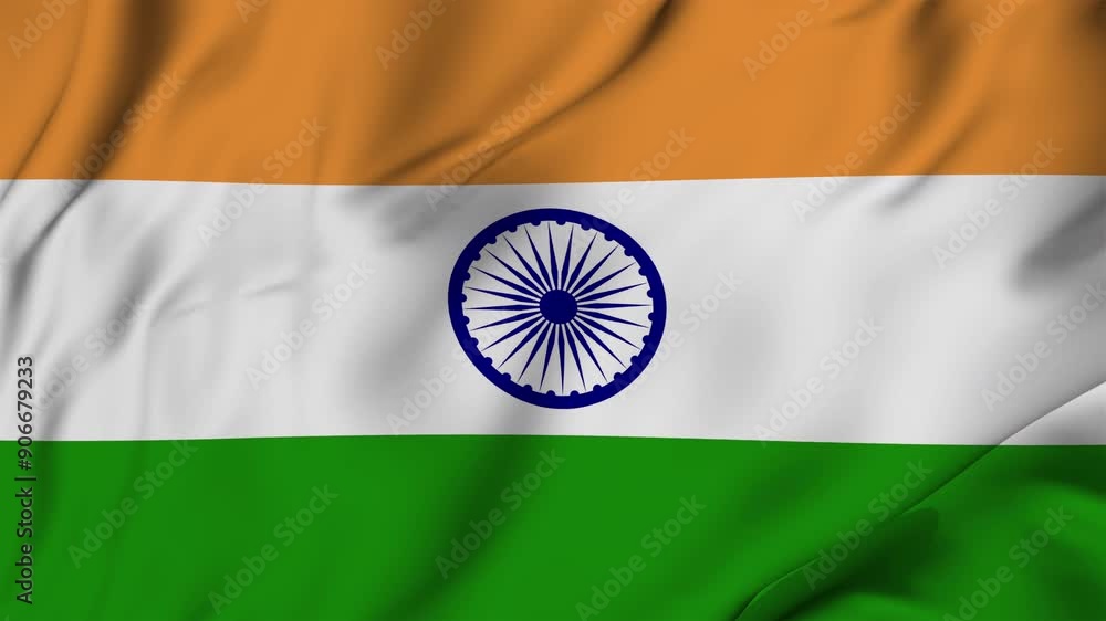 A beautiful view of the India flag video. 3d flag-waving video. India flag 4K resolution.