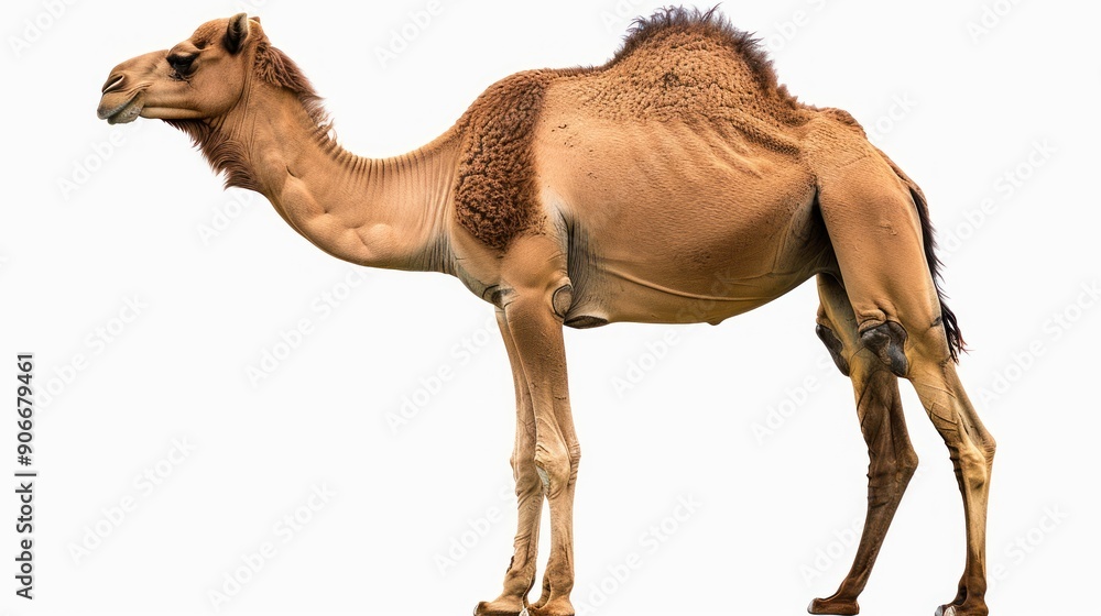 Naklejka premium Camel Standing on a White Background