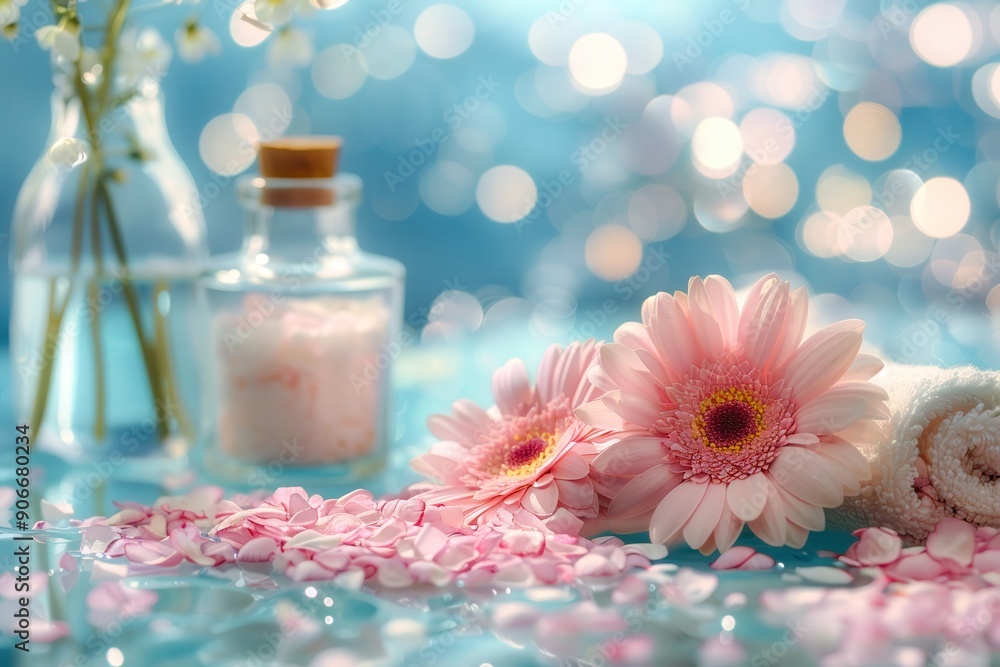 spa still life with flowers and candles spa still life with flowers and candles