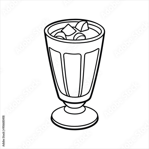 A glass of ice Caramel Macchiato line art vector