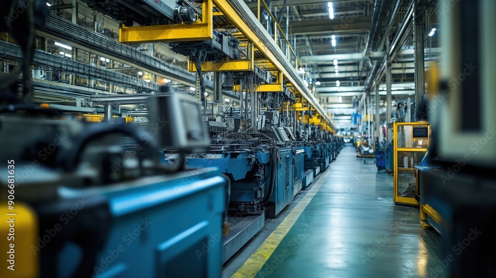 industrial factory floor with machinery and assembly lines industrial factory floor with machinery and assembly lines