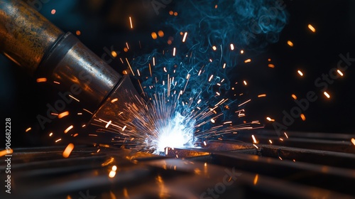 welding sparks flying as metal is being worked on capturing the intensity and skill involved in metalworking