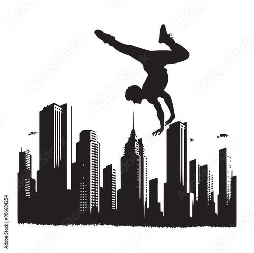 PARKOUR silhouette vector isolated on white background