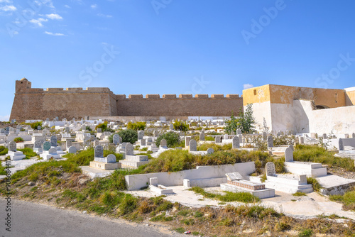 Borj El Kebir, a 16th-century Ottoman fortress and Marin Cemetery, Mahdia, Tunisia photo