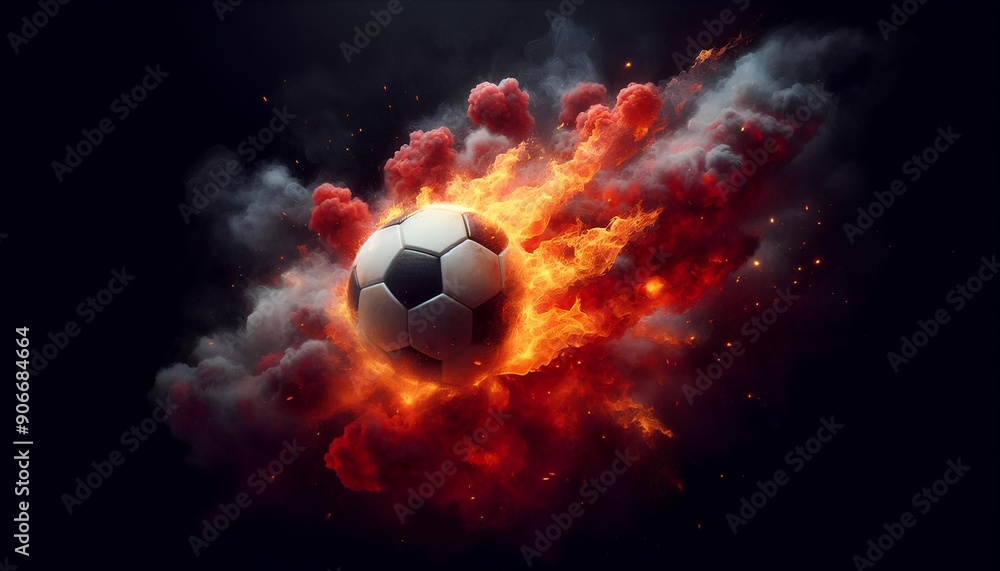 Naklejka premium soccer ball in fire