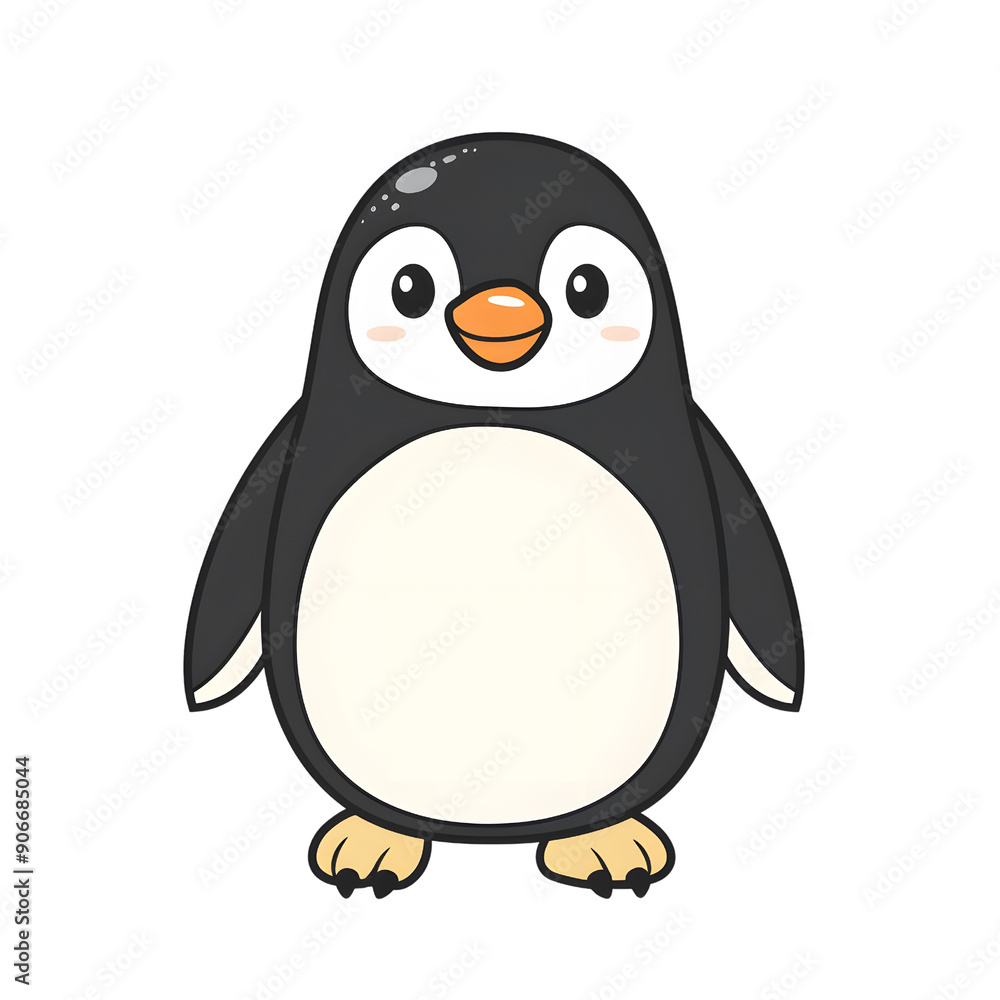 Cute cartoon penguin with big eyes and a friendly smile. Perfect for children's books, cards, or social media. Cute cartoon penguin with big eyes and a friendly smile. Perfect for children's books, cards, or social media.