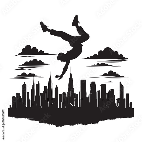 PARKOUR silhouette vector isolated on white background