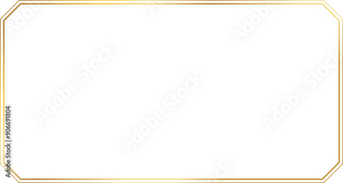 Rectangle gold frame border with 15x8 scale ratio in vintage style for web presentation, social story, or 16x9 project, cutout, isolated.