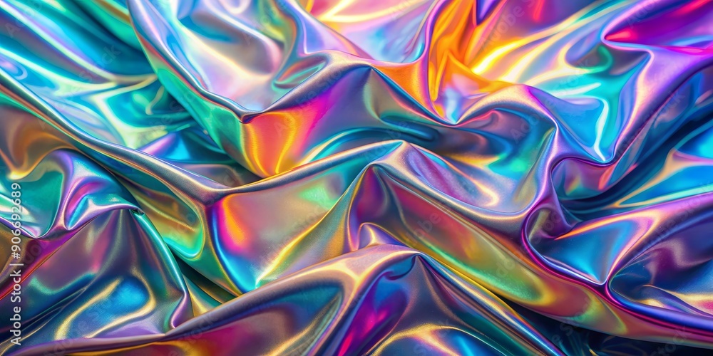 Obraz premium Abstract Holographic Fabric, iridescent, texture, background, material
