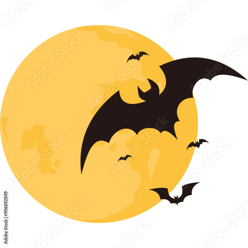 Halloween Bat With Moon
