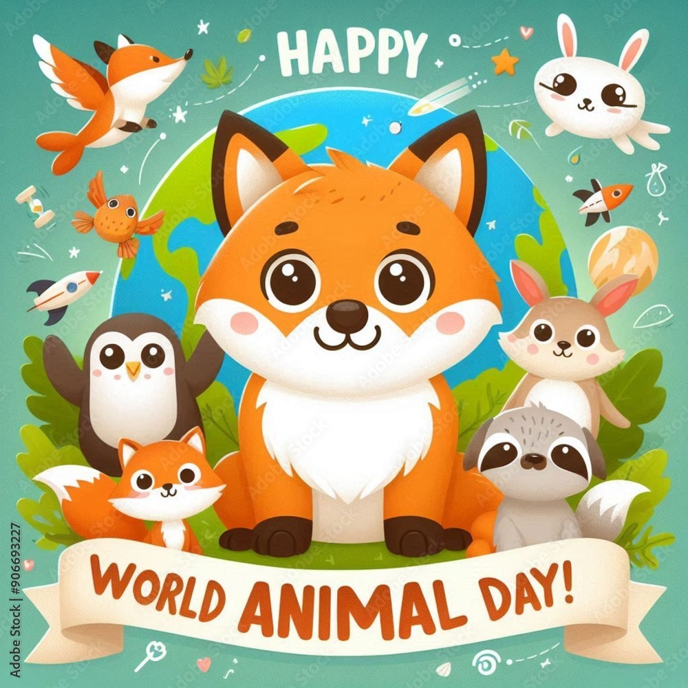 Naklejka premium World animal day collage image
