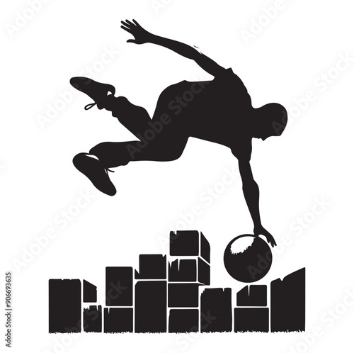 PARKOUR silhouette vector isolated on white background