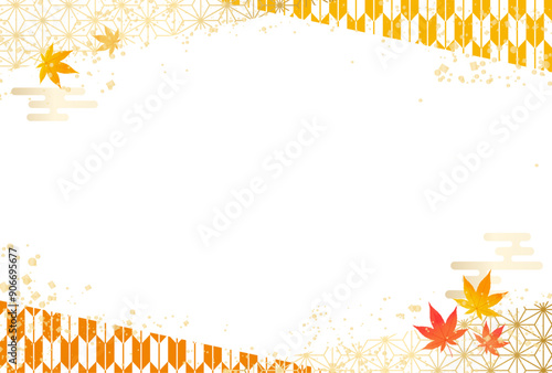 秋 お歳暮 敬老の日 紅葉　和柄 背景 フレーム