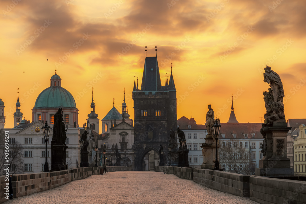 Vltava river with old Town bridge tower on Charles bridge in Prague, Czech Republic. Vltava river with old Town bridge tower on Charles bridge in Prague, Czech Republic.