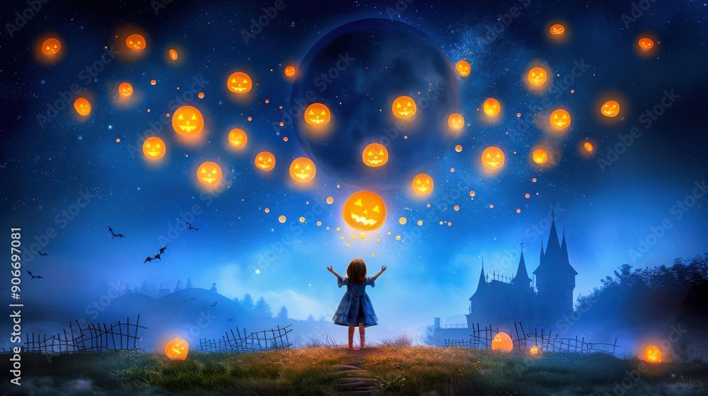 Naklejka premium Magical Sky Lanterns