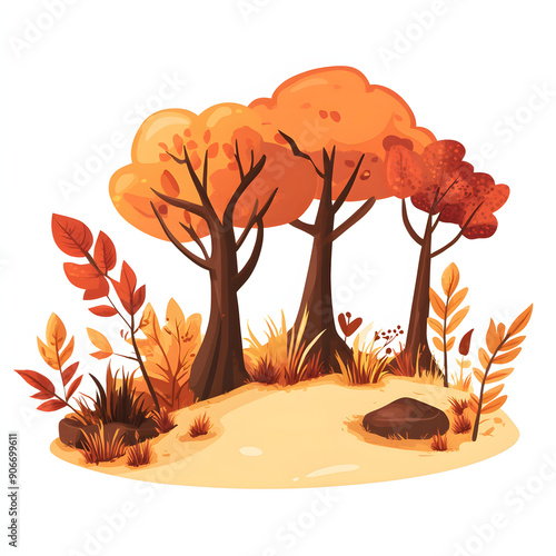 autumn scene isolated on white background, png photo