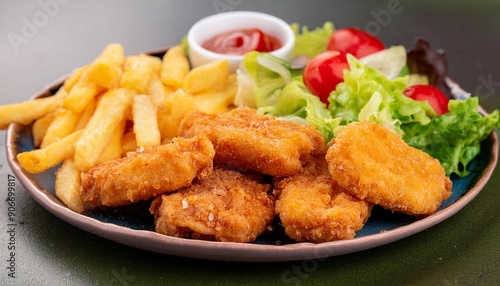 Obraz na płótnie chicken nuggets with fries w salonie
