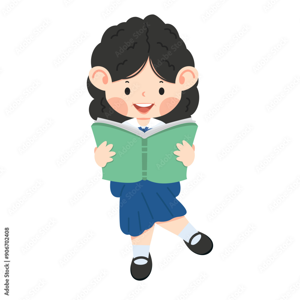 girl student is sitting and reading a book girl student is sitting and reading a book