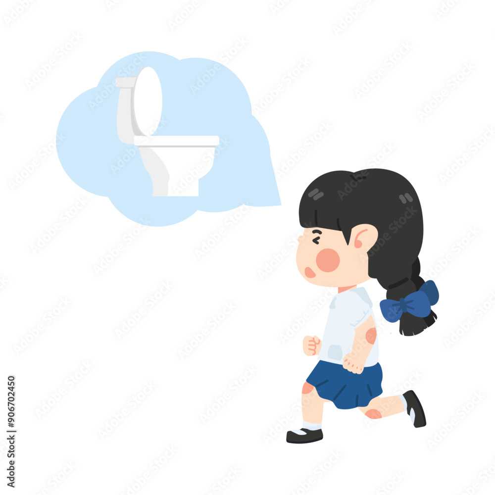 Kid girl running go to the toilet Kid girl running go to the toilet