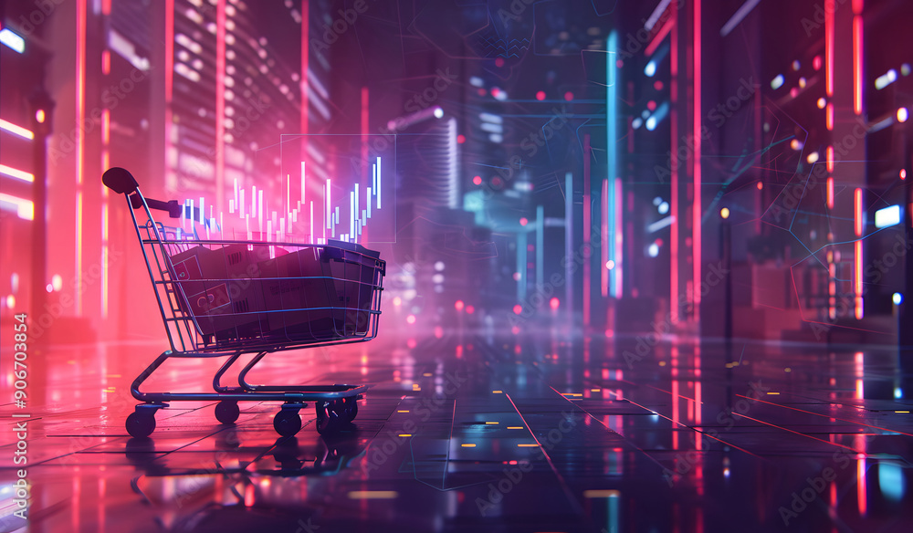 E-commerce Metrics Futuristic Background for Online Retail Analytics Design E-commerce Metrics Futuristic Background for Online Retail Analytics Design