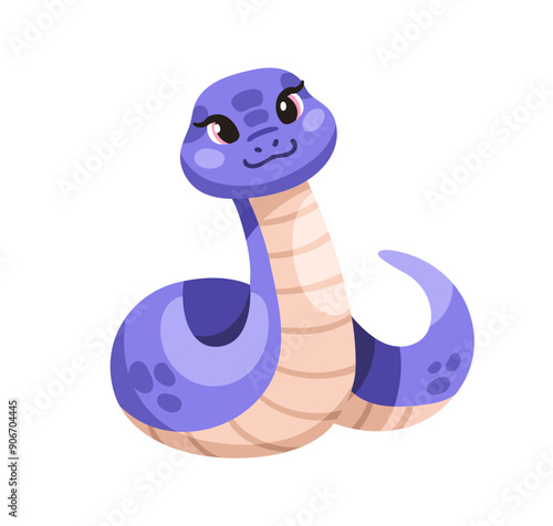 Cute snake smiling. Kawaii python, anaconda. Happy funny baby reptile animal ...