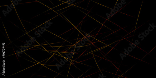 Abstract industrial Design random lines gold on black background. Geometric seamless minimalist pattern with straight lines design. luxury gold geometric random chaotic lines.squares and triangle line