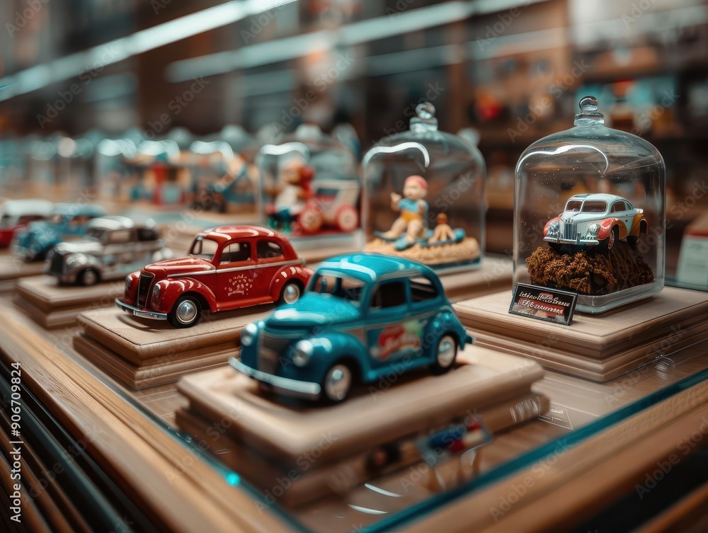 Obraz premium Toy museum with classic toys and interactive displays, capturing nostalgia, Warm tones, Photography