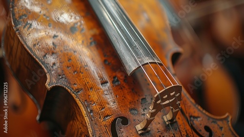 Close up of a syphony violin set. Violin strings photo